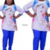 Etniska kläder 2 tvådelade set Kvinnor Outfits Afrikanska kläder 2021 Dashiki Mode Afrika Kostym Toppbyxor Fest Plus Size Kostymer For264s