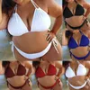 Dameszwemkleding Dames Grote maten bandagebikini Set Effen voorgevormde beha Split Groot badpak Strandkleding Brazilië Bikini's #A