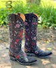 Stiefel Cowgirls Cowboy Herz Blumen Mitte Wade Stiefel Frauen gestapelt mit Absätzen Frauen Stickerei Arbeit befreien Westernstiefel Schuhe große Größe 46 T230713