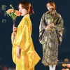 Abbigliamento etnico Kimono da donna Sakura Costume anime Stampa floreale tradizionale giapponese Obi Yukata Tradizione originale Seta Geis347Q