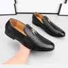 Men's Woven Leather Casual Shoes Men Trendy Party Wedding Loafers Moccasins Mens Light Comfortable Driving Flats EU Sizes 37-48