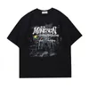 Men's T-Shirts Summer Cartoon Short Sleeve T-shirts Loose O-neck Letter Print Foaming Casual Tees High Street Hip Hop Streetwear Vintage Tops 230712