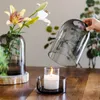 Vases Glass Vase Transparent Straight Candle Cover Display Ornaments Desktop Simple Dust-proof Flower Arranging Home Decoration