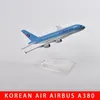 Aeronave Modle JASON TUTU 16cm Korean Air Airbus 380 Modelo de Avião Diecast Metal 1400 Scale Planes Drop 230712