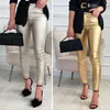 Women's Pants Daily Wear Streetwear Elastic Shaping Hip Push Up Faux Leather Women Clothing