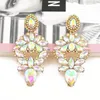 Boucles D'oreilles Styles Haute Qualité Fleur En Métal Creux Pour Les Femmes Mode Coloré Strass Cristaux Bijoux Pendientes En Gros