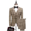 Abiti da uomo Tre pezzi versione coreana Slim British Casual Tide Groom Wedding Dress Plaid Suit Men For Costume Homme