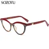 Solglasögon Sozotu Cat Eye Optical Gyeglasses Frame Women Myopia Computer Glasses Clear Lens Spectacle Frame For Female Eyewear YQ412 230712