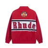 Fashions Rhude Mens Designer Coat of Arms Embroidered letters Brand Design Men aviator Jackets Spring Long sleeve Coat Jacket CN Size S-XL