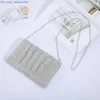 Evening Bags New Women's Diamond Evening Clutch Shiny Wedding Dinner Wallet Mini Chain Shoulder Bag Silver Wallet Direct Shipping Z230714