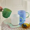 Tazas Jade Color Glass Glass Mug Retro Wine Glass Goblet Cup Drinkware Coffee Mug Cocktail Glass Home R230712