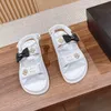 Luxury Designer Genuine Leather Sandals Small Fragrant Wind Summer Sandals Womens Flat Bottom 2023 New Thick Sole Premium Roman Shoes Size 35-41+BOX