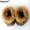 Pantofole 2023 Stivali invernali in pelliccia sintetica soffice Stivali da neve in pelliccia da donna Calzature di peluche di lusso Ragazza Scarpe in pelliccia di volpe Piattaforma 3CM Taglia grande 46 Z230719