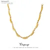 YHPUP Fashion Leaves Chain Ожерелье из нержавеющей стали для женщин очарование 18 K металлические воротнички Ожерелье L230704