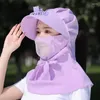 Wide Brim Hats Summer Windproof Sun Hat With Rechargeable Fan Visors Face-covering Anti Ultraviolet Beach Neck Scarf Caps