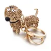 Rhinestone Crystal Dog Dachshund Keychain Bag Charm Pendant Keys Chain Holder Key Ring Joias For Women Girl Gift 6C0804307w