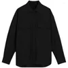 メンズカジュアルシャツアメリカンストリートラフィアンハンサムルーズフィット長スリーブブラックシャツデザインセンスニッチファッションブランドコートジャケット