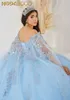 Lilás Lavanda Vestidos Princesa Quinceanera com Capa Separada Prata Metálica Renda Apliques vestido quince anos mas vendido