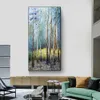 Pintura a óleo feita à mão sobre tela Birch Forest Abstract Landscape Painting Hand Painted Wall Art Pictures For Living Room Decor L230704