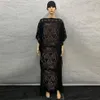 Robes africaines pour femmes noir Dashiki diamant vêtements africains coton mousseline de soie Sexy Slim Robe soirée longue Robe 1026 #280v