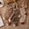 女性の靴下ハラジュクレトロ刺繍女性日本のカワイイかわいいエスニックロリータフラワークルークリスマスギフトファッション021