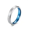 Trouwringen PSJ Mode-sieraden Paar Ring 4MM 6MM 8MM Zilver Blauw Plated Geborsteld Titanium Roestvrij staal Voor Mannen Vrouwen