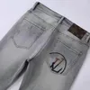 Men's Jeans Designer classic men's jeans Smoky gray embroidered letter slim High Street stretch Straight leg casual pants WZM3