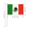Banner Vlaggen zwjflagshow Mexico Hand Vlag 14*21 cm 100 stks polyester Mexico Kleine Hand zwaaien Vlag met plastic vlaggenmast voor decoratie 230712