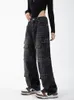 Jeans femme poches Patchwork Baggy noir mode Streetwear coton femmes Denim pantalon ample Cargo pantalon coréen Harajuku