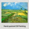 Arte em tela texturizada pintada à mão Campos de trigo em Auvers Sob o céu nublado Pintura de Vincent Van Gogh Decoração da sala de jantar