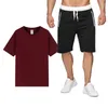 Männer Trainingsanzüge 2023 Sommer Streetwear Fashion 2 Stück Set Für Männer Kurzarm Tops Und Kordelzug Hosen Anzüge Herren Kleidung lässig Solide