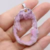 Wisiorek naszyjniki naturalny różowy Druzy agaty Charms nieregularne poszycie do tworzenia biżuterii naszyjnik DIY 40x30x6mm-50x30x6mm