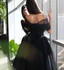 Urban Sexy Dresses Saudi Arabia Women Black Satin Evening Dress Tulle Ruched Off Shoulder Prom Zipper Back Formal Party Gowns 230712