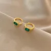 Hoop Earrings Women's Fashion Small Green Cubic Zircon Stone Tiny Copper Huggies Vintage Earring Accessories Round Circle Hoops