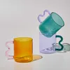 Mokken Ontwerp Kleurrijke Oor Glazen Mok Handgemaakte Eenvoudige Golf Koffiekopje voor Water Tumbler Gift Drinkware R230712