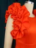 Casual Kleider Aomei Frauen Große Größe Orange Rüschen Ärmellos Hohe Taille Bodycon Midi Abend Party Kleider Geburtstag Hochzeit Event Kleid