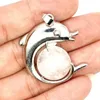 Wholesale Natural Crystal Pendant Cute Animal Dolphin Shape Design Amethyst Gemstone Pendant Jewelry