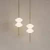 Lampade a sospensione Moderna lampada a LED in vetro bianco Camera da letto Foyer Cucina Sala da pranzo Apparecchi di illuminazione Filo metallico nero oro regolabile