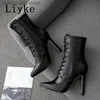 Сапоги liyke new Fashion Cross Cross-Up Black Angle Chelsea Boots Женщины сексуальные заостренные пальцы на Zip Party Nightclub Стрипзер