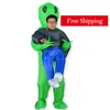 Mascotte costume de poupée Alien Gonflable Costume Mascotte Vert Adulte Anime Pour Homme Femmes Halloween Portant Mascotte Humaine costume258N