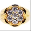 Eheringe Luxus Goldfarbe Runde Geometrie für Frauen Trendy Metall eingelegter weißer Stein Verlobungsschmuck