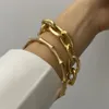 Mode punk curb kubanska kedja armband set boho tjock guld färg charm armband armband för kvinnliga gåvor trendiga smycken