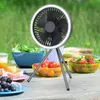 Electric Fans Portable Camping Fan Rechargeable Multifunctional Mini Fan USB Outdoor Camping Ceiling Fan Led Light Tripod Stand Desktop Fan