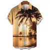 Mannen Casual Shirts Hawaiian Mannen S Korte Mouw Kokospalm 3D Printi Patroon Dagelijks Straat Oversized Tops Mannelijke T-shirts Kleding 2023