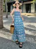 Casual Jurken Zomer Print Boho Vrouwen Vintage Elegante Sexy Strand Vakantie Zonnejurk Vrouw Party Slip Lange Jurk Backless Hoge Taille Gewaad