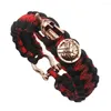 Charm Armbänder Vintage Herren Lederarmband Kreative Spartan Paracord Lebensrettende Siebenkernige Schleife Schnalle Persönlichkeit Mode Retro