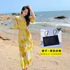 Sanya Beach Resort Wear One Piece Strap Boss Yellow War Robe Dress Skirt 2023 New5msb