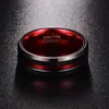 Bröllopsringar Nuncad säljer mäns 8mm svart och röd volfram karbidringmatt finish avfasade kanter storlek 7 till 16 AAA kvalitetsmycken 230713