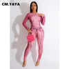 Kvinnors polos cm. Yaya Fashion Women's Fake Jeans 3D Printing Long Sleeve Elastic Skin-Tight plagg+byxor Set 2023 Sexig Party Club Ins Two-Piece Set Z230713