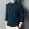 メンズセーター冬厚みのあるサーマルウールセーターラペルピュアウールポロシャツハイエンド洗練されたプルオーバー